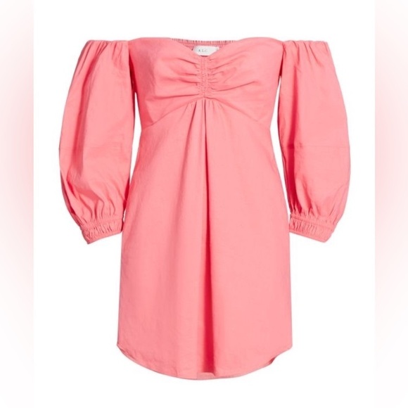 A.L.C. Mila Pink peach mini dress linen off the shoulder size 8 NWT - Picture 6 of 13